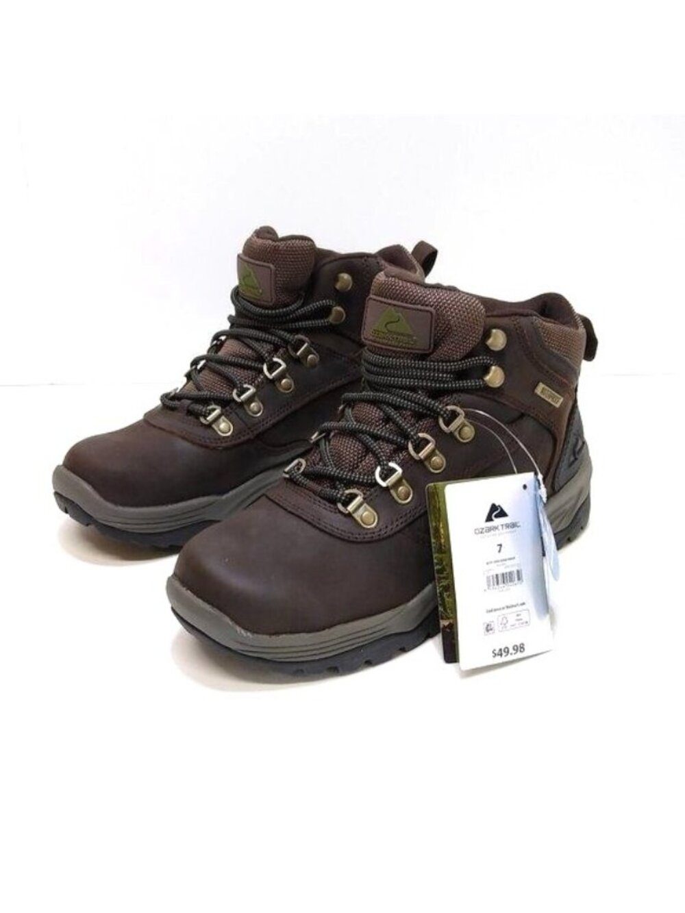 Ozark Trail Free Edge Hiker Boots Leather Waterproof Ergonomic Footbed Men 7 NIB